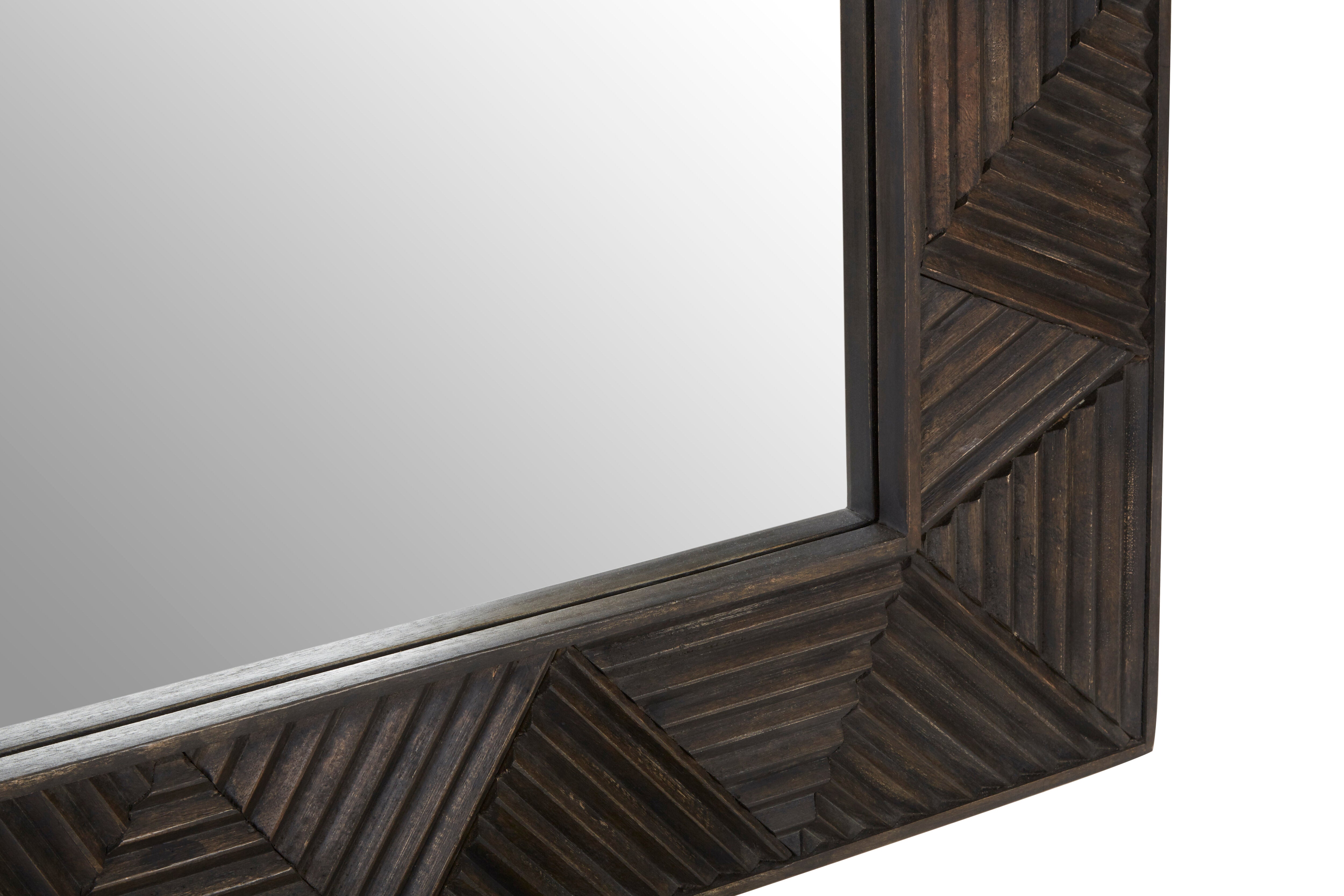 Saira Patterned Mango Wood Square Wall Mirror